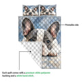 French Bulldog quilt showing the printed front and white diamond-patterned backing