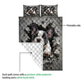 French Bulldog quilt showing the printed front artwork and white diamond-stitched backing