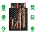 Lacrosse quilt bedding set displayed against a white background with bold patriotic sports artwork