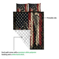 Lacrosse quilt showing the printed front and white quilted polyester backing in a split feature view
