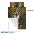 American Staffordshire dog quilt showing the printed front and white quilted backing