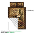 Cowgirl quilt blanket showing the printed Western front and a section of the quilted white backing