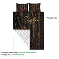 Violin quilt blanket showing the printed front and white quilted backing in a product detail view