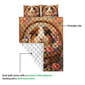 Close view of guinea pig quilt blanket showing the printed floral side and quilted white backing