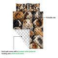 Guinea pig quilt detail showing the printed artwork and white quilted backing