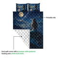 Mermaid quilt showing the printed ocean scene and white quilted backing in a detailed product view