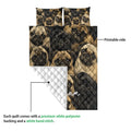 Pug quilt detail showing the printed front and white quilted reverse construction