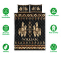 Alpaca quilt bedding set displayed with soft breathable and machine washable feature icons