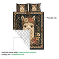 Alpaca quilt showing the printed floral front and white diamond-stitched backing