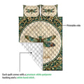 Dragonfly quilt blanket showing the printed front and white diamond-stitched backing
