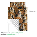 Beagle quilt blanket shown with its printed side and white diamond-quilted backing detail