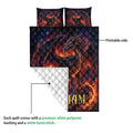 Dragon quilt showing the printed front and white diamond-stitched polyester backing in a product detail view