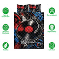 DJ quilt bedding set featuring turntable and vinyl record artwork with soft, breathable, colorful design icons