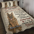 German Shepherd quilt blanket displayed on a bed with portrait artwork, paw prints, and a faith-inspired message