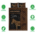 Donkey quilt bedding set shown with rustic artwork and visible product feature icons