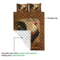 Chicken quilt blanket detail showing the printed front and white quilted backing