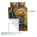 Goldendoodle quilt blanket showing the colorful printed side and white diamond-stitched backing
