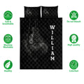 Boxing quilt bedding set shown in a product layout with boxing glove artwork and feature icons