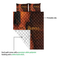 Chello quilt blanket showing the printed front and white quilted backing detail