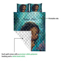 Black African girl quilt blanket showing the vibrant printed front and white quilted reverse