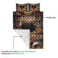 Black African girl quilt blanket showing the printed front, quilted backing, and detailed bookshelf design