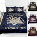 Cheerleading quilt blanket bedding set with megaphone artwork, team tribute design, and color variations