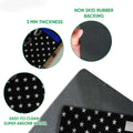 Close detail of police-support doormat surface, edge thickness and black rubber backing
