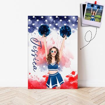 Personalized Photo Cheerleading Poster/Canvas, Custom Photo Wall Art Print, Canvas, Cheer Gift for Cheerleader Girl, Daughter, Cheer Team