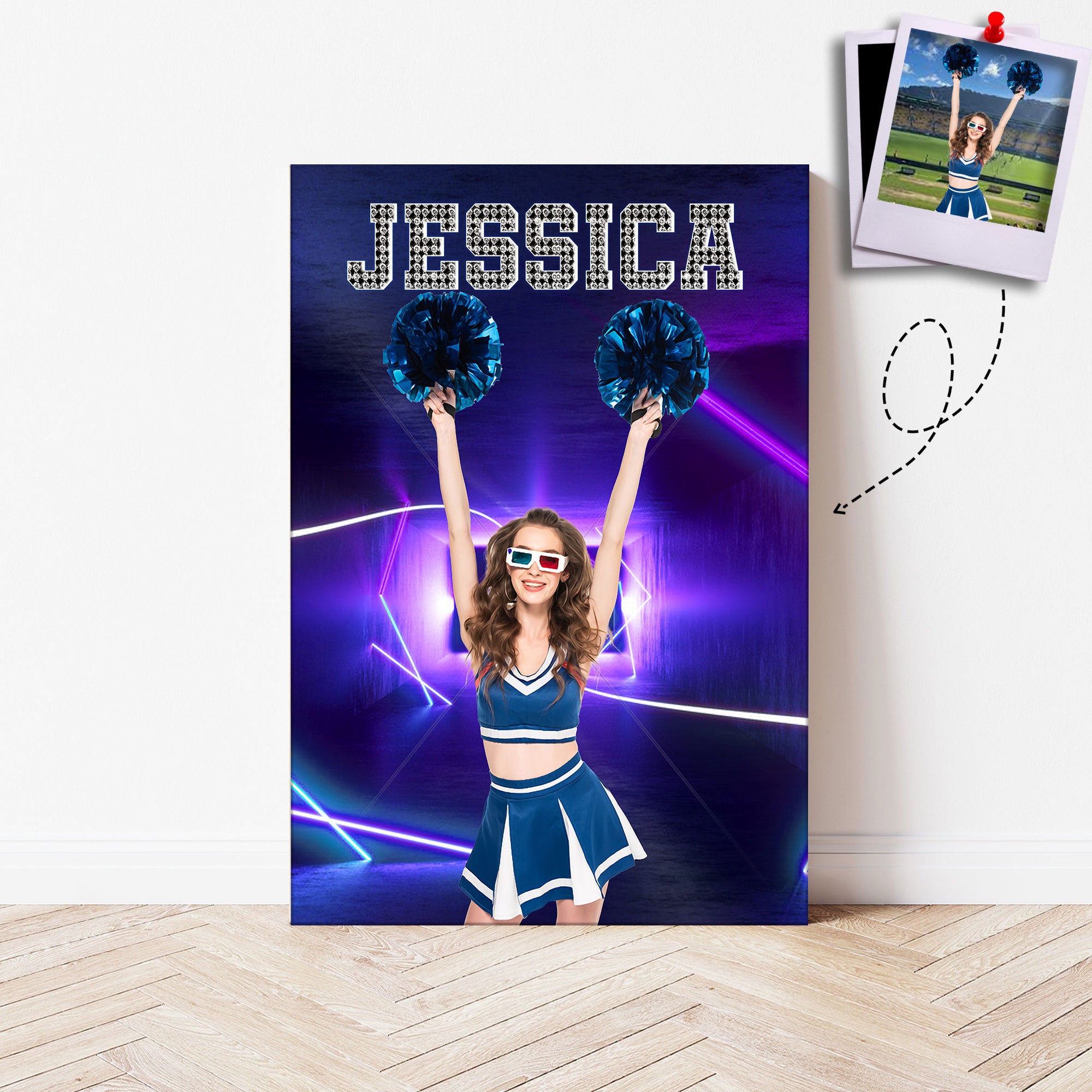 Personalized Photo Cheerleading Poster/Canvas, Custom Photo Wall Art Print, Framed Canvas, Cheer Gift for Cheerleader, Daughter, Cheer Team