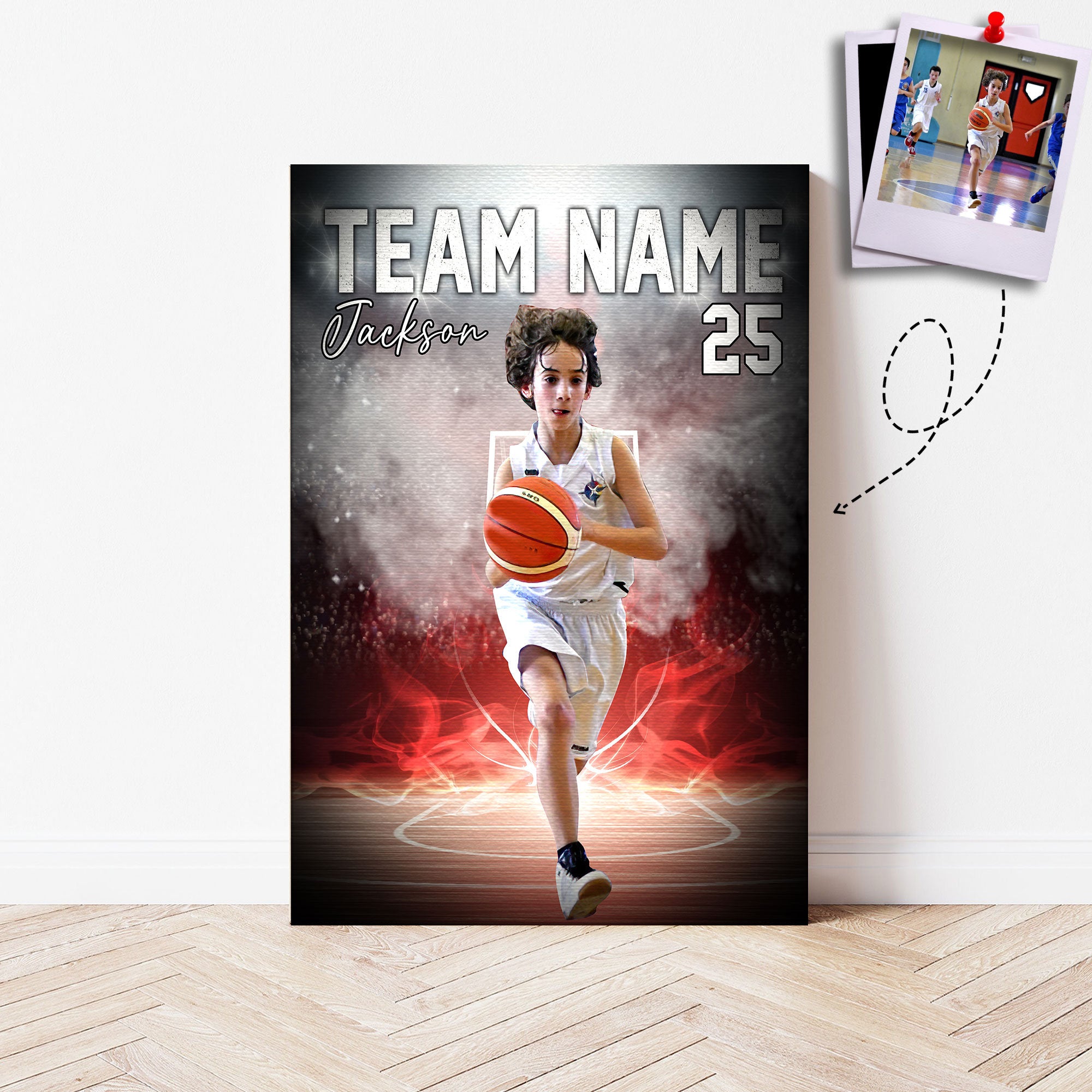 Personalized Photo Basketball Poster/Canvas, Custom Photo Wall Art Print, Framed Canvas, Basketball Gift for Dad, Husband, Boyfriend, Son