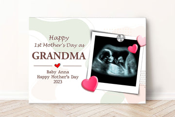 Personalized Grandma Poster/Canvas, 1st Mother's Day as Grandma Wall Art Print, Custom Ultrasound Photo Framed Canvas, Gift for Mom, Grandma