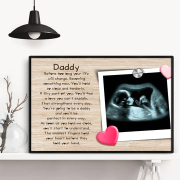 Personalized First Time Dad Poster/Canvas, 1st Father's Day Wall Art Print, Custom Ultrasound Photo Framed Canvas, Gift for Dad, New Daddy