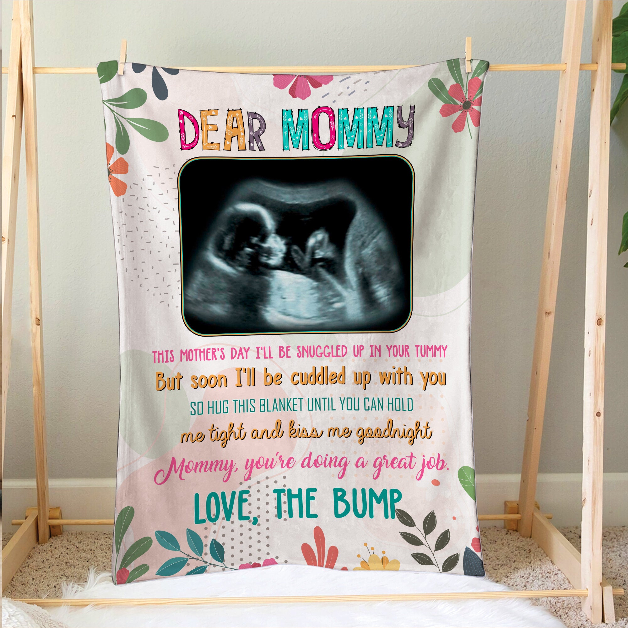 Personalized Mom Blanket, New Mom Blanket, Custom Baby Ultrasound Soft Cozy Sherpa Fleece Throw Blankets, Gift for Mom, Mother's Day Gift