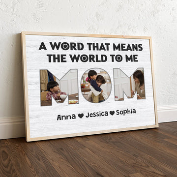 Personalized Mom Poster/Canvas, Mom & Children, Daughter, Son Wall Art Print, Custom Photo Framed Canvas, Gift for Mom, Mother's Day Gift