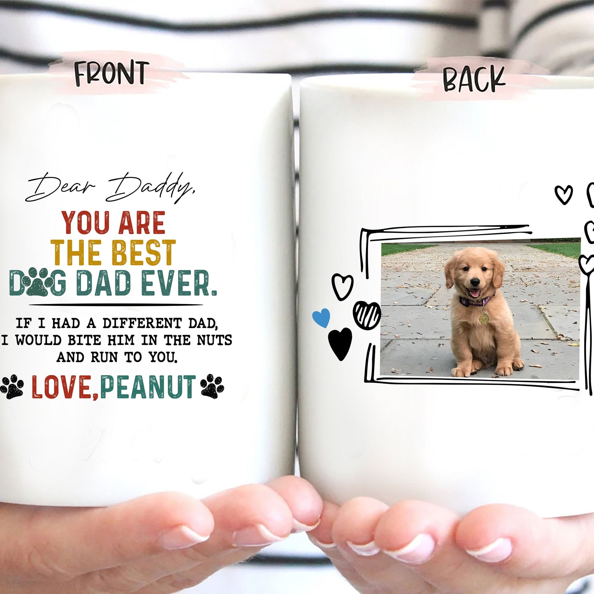 Personalized Dog Dad Mug, Happy Pawther's Day Coffee Mug, Custom Dog Photo Coffee Cup, Gift for Dad, Father's Day Gift for Dog Dad