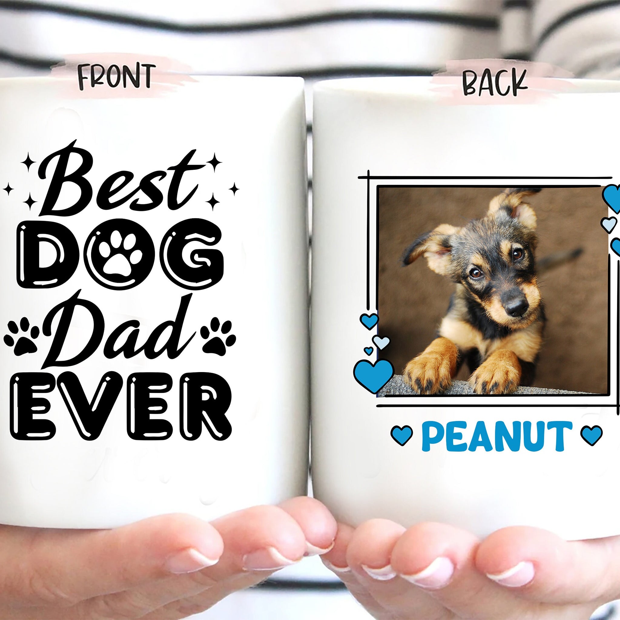 Personalized Dog Dad Mug, Best Dog Dad Ever Coffee Mug, Mug with Pet Name, Custom Dog Photo Coffee Cup, Gift for Dog Dad, Father's Day Gift