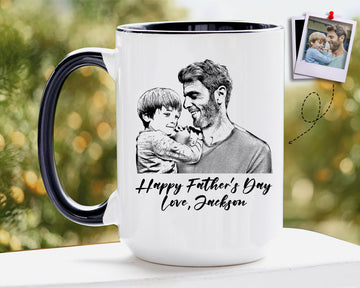 Personalized Photo Mug, Dad And Son, Daughter Mug, Dad & Kids Coffee Mug, Custom Family Photo Coffee Cup, Gift for Dad, Father's Day Gift