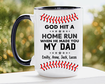 Personalized Dad Mug, Baseball Dad Coffee Mug, Custom Kid's Name Coffee Cup, Baseball Gift for Dad, Father's Day Gift