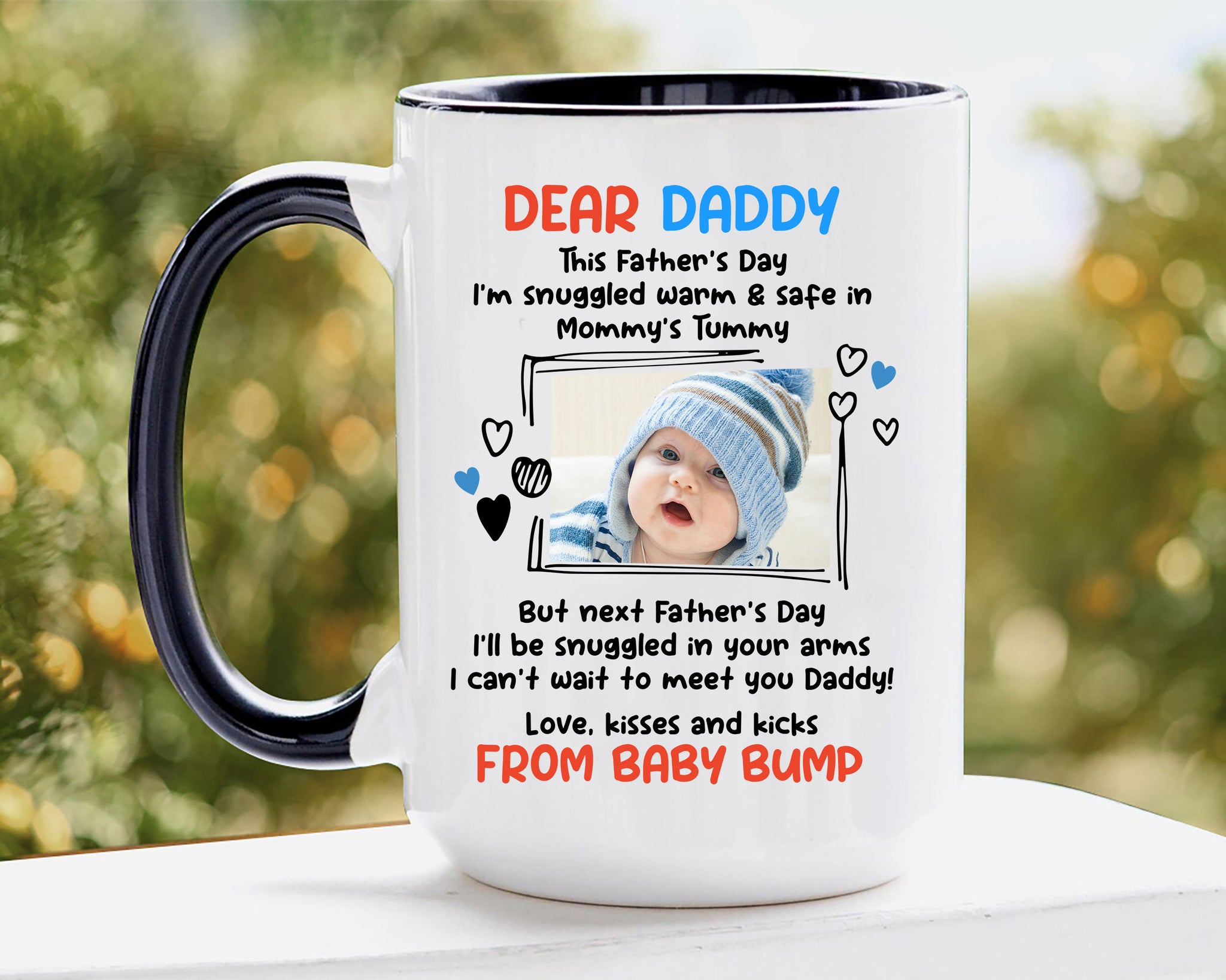 Personalized Dad Mug, Soon to be Daddy Coffee Mug, Custom Baby Ultrasound Photo Coffee Cup, Gift for Dad, New Dad, Father's Day Gift