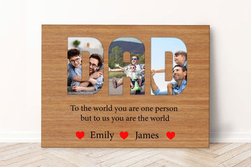 Personalized Dad Poster/Canvas, Daddy Photo Collage Wall Art Print, Custom Family Photo Framed Canvas, Gift for Dad, Father's Day Gift