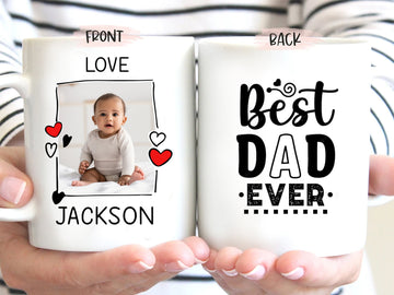 Personalized Dad Mug, Best Dad Ever Coffee Mug, Mug with Baby Picture, Custom Child Photo Coffee Cup, Gift for Dad, Father's Day Gift