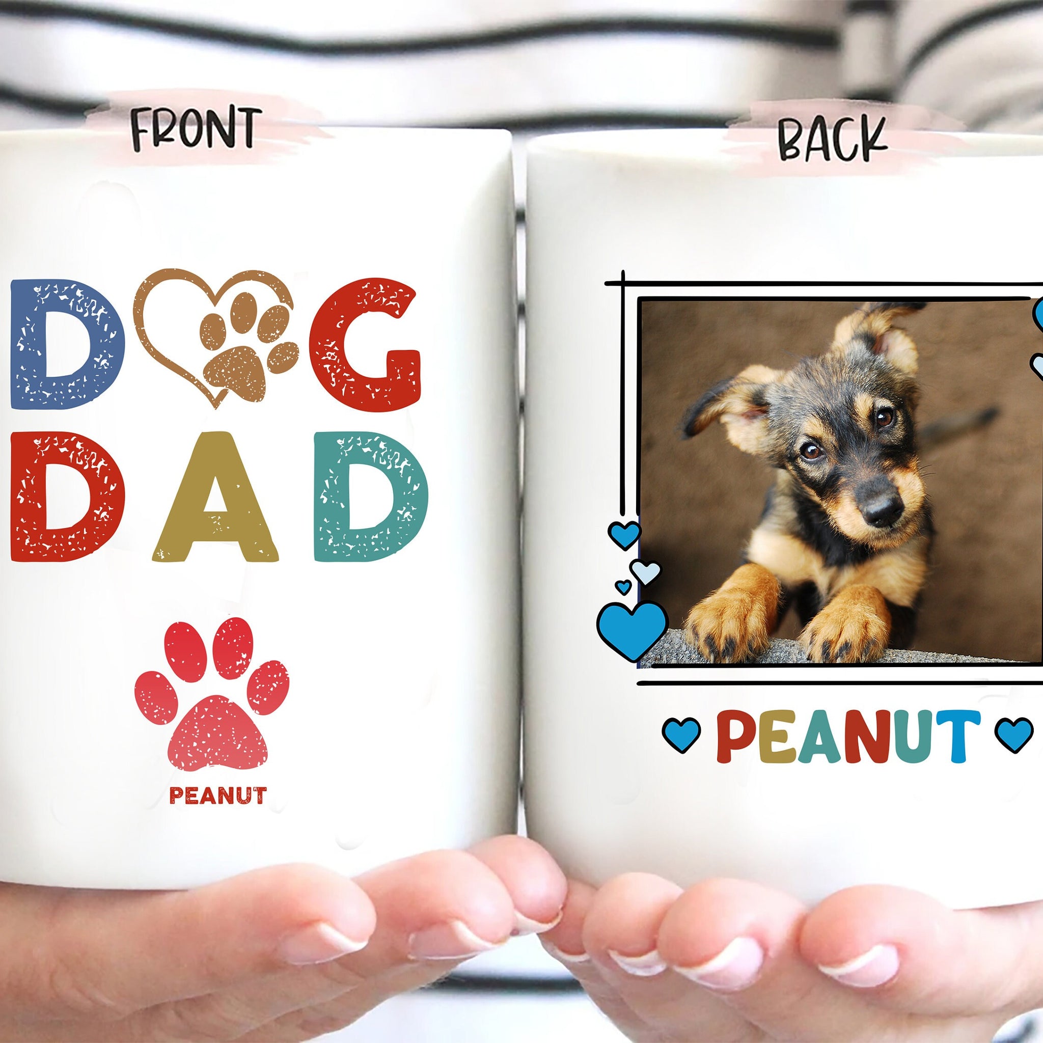 Personalized Dog Dad Mug, Best Dog Dad Ever Coffee Mug, Mug with Pet Name, Custom Dog Photo Coffee Cup, Gift for Dog Dad, Father's Day Gift