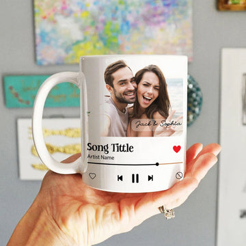Personalized Favorite Song Mug, Coffee Mug with Photo & Favorite Song, Custom Photo Coffee Cup, Gift for Him, Her, Friend, Birthday Gift