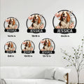 Basset Hound floral metal sign size guide showing six available square size options