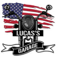 Biker metal sign featuring a classic motorcycle front and distressed American flag design for garage decor