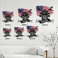 Biker metal sign size guide showing available square sizes from 8 by 8 to 24 by 24 inches
