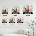 Cockatiel metal sign size guide showing six square size options from 8 by 8 to 24 by 24 inches