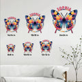 Butterfly metal sign size guide showing available square sizes from 8 by 8 to 24 by 24 inches
