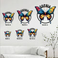 Butterfly metal sign size guide showing available square sizes from 8 by 8 to 24 by 24 inches
