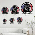 Chicken rooster metal sign size guide showing six available square size options from 8x8 to 24x24 inches